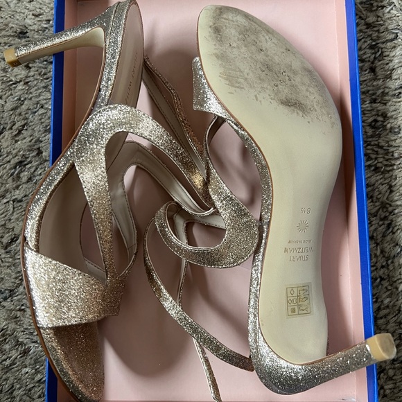 Stuart weitzman mariposa 80 gold glitter sandal - Picture 5 of 5